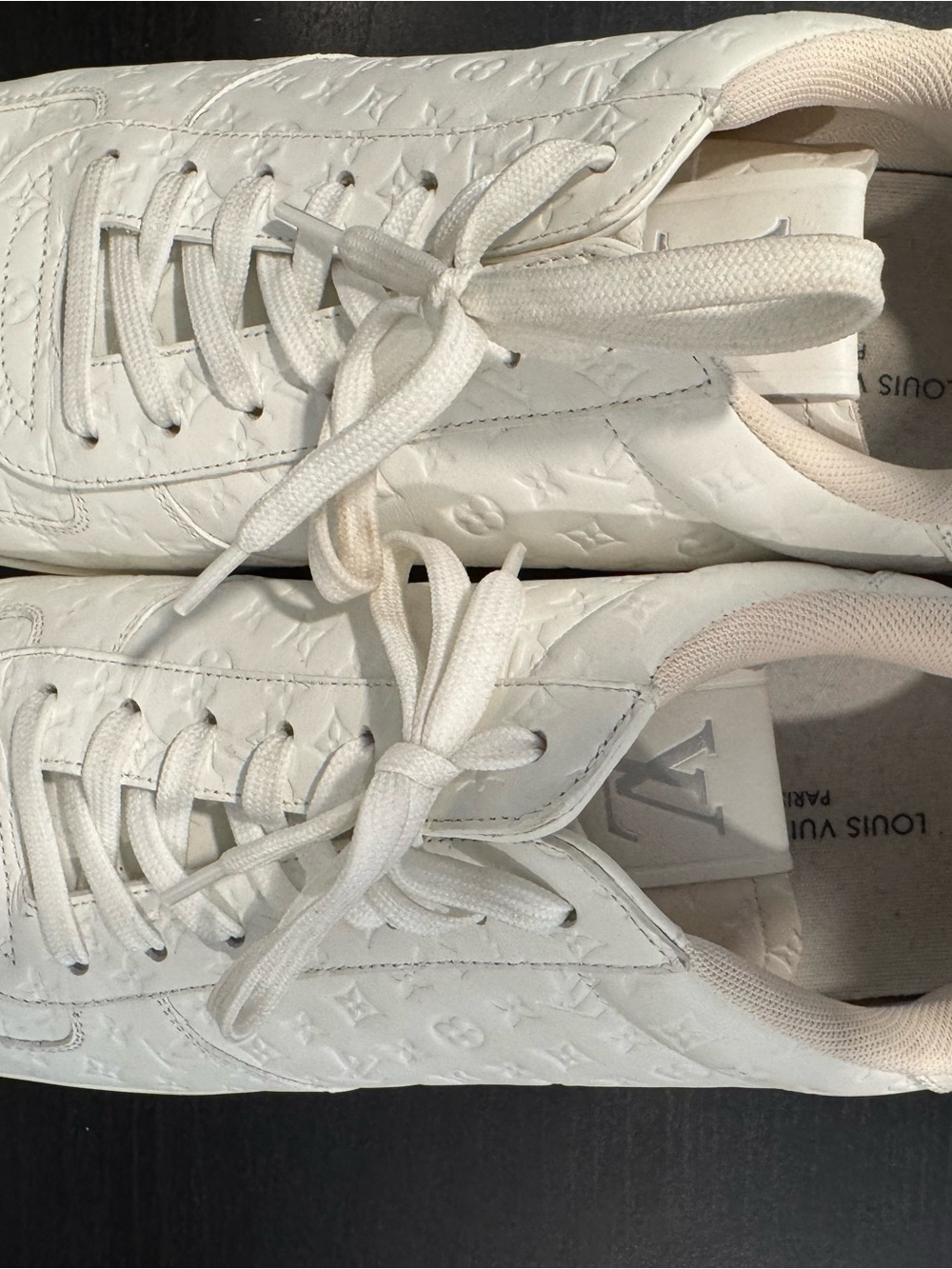 Authentic Louis Vuitton White Embossed Monogram Sneakers, comes with dust bags. - Picture 2 of 10